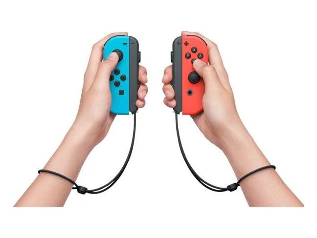 Nintendo Switch mit Neonblau/Neonrot Joy-Con-Controllern